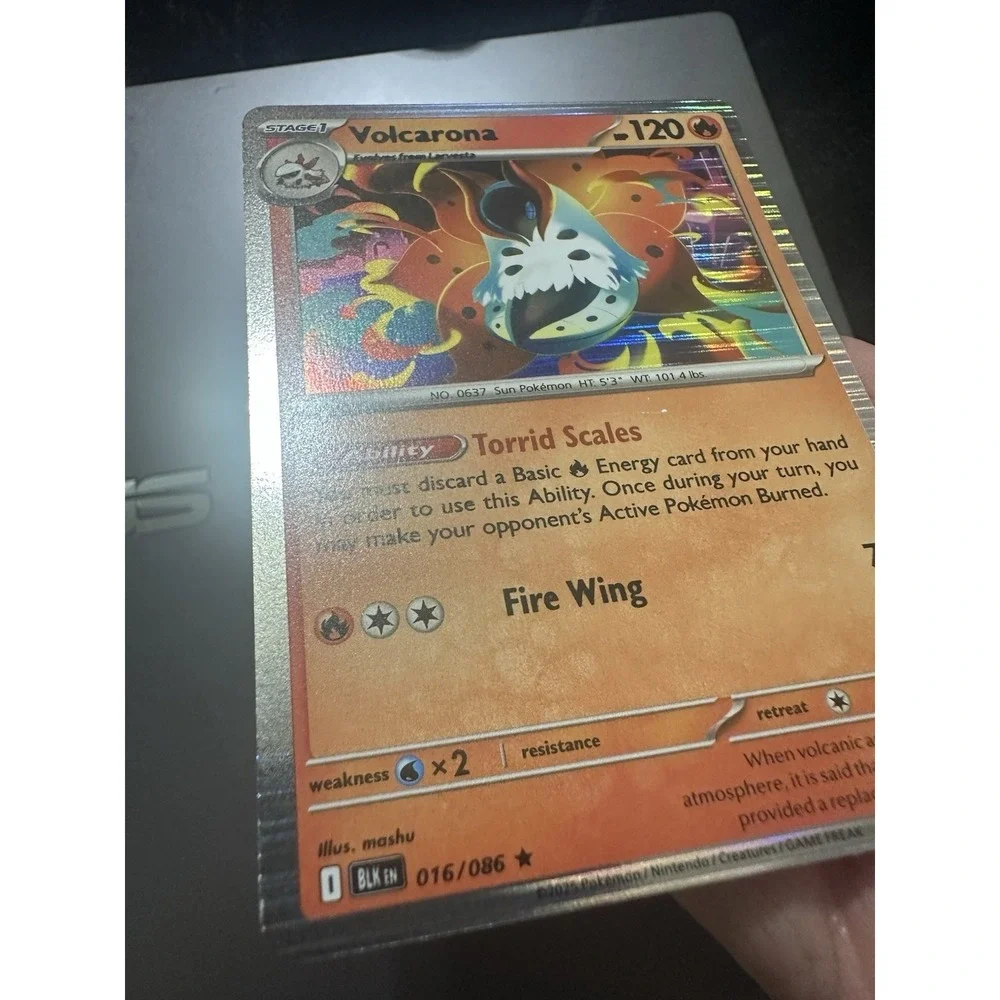 Volcarona 016/086 ADDITIONAL INK ERROR Holo Rare Black Bolt Pokemon MP see pics!